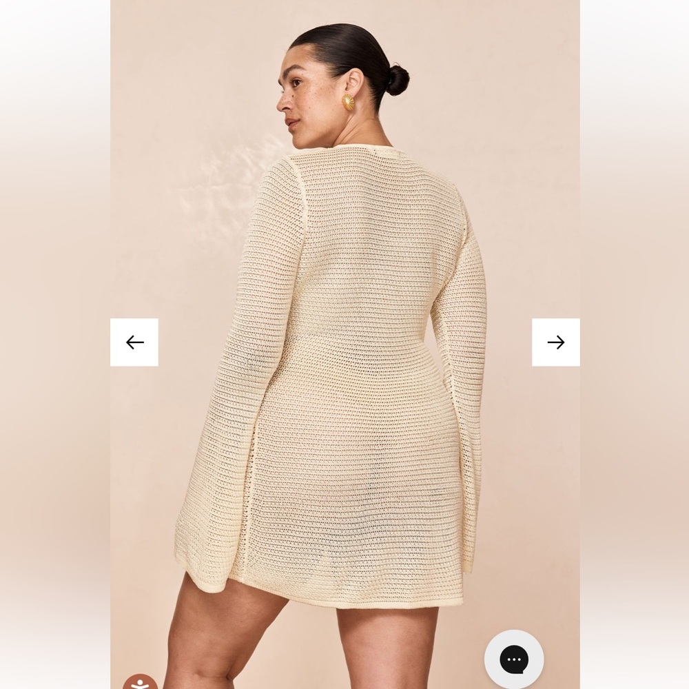 MONTEGO MINI DRESS - IVORY SHINY TREBLE KNIT Monday Swimwear Cream Knit Coverup - Picture 6 of 9